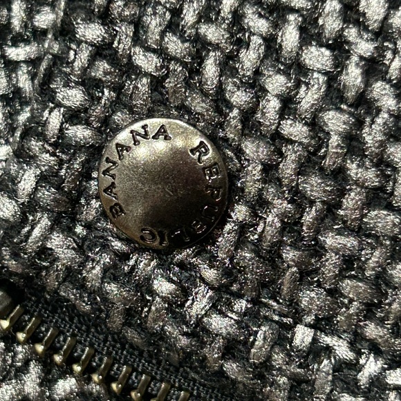 NWOT Banana Republic Gun Metal Metallic Tweed Moto Jacket - Picture 4 of 7